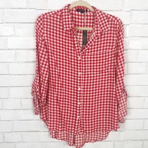 Velvet Heart Red & White Checker Shirt. Size M